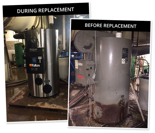 Fulton high pressure steam boiler: before and after